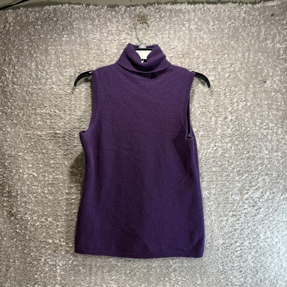 100% Cashmere Finest Two Ply Yarns Turtleneck Purple Sweater M Preppy Academia